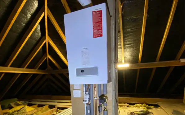 Stylised boiler and cylinder installation illustration